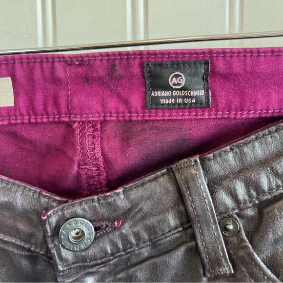 Adriano Goldschmied faux leather iridescent, blackish brown pants size 30 skinny - Picture 5 of 11